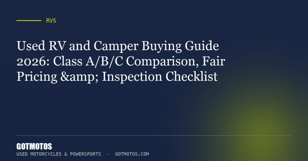 Used RV and Camper Buying Guide 2026: Class A/B/C Comparison, Fair Pricing & Inspection Checklist